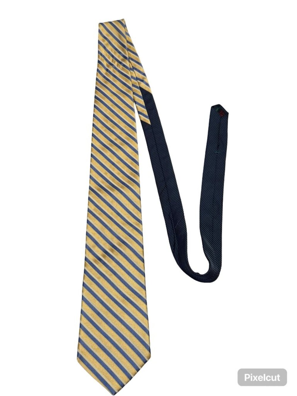 Tommy Hilfiger Silk Tie Blue Gold Striped Mens Necktie Classic Preppy USA Made